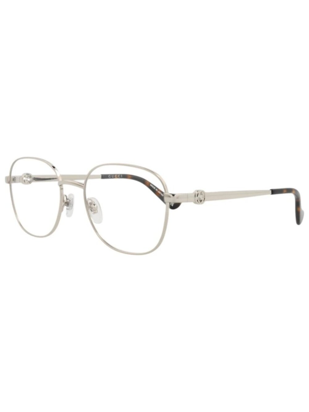 New Gucci Women's Eyeglasses Round Oval Metal Frame Silver Silver Transparent
